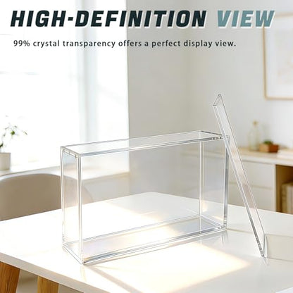 DEDC 1PCS Acrylic Display Case Compatible with Prismatic Evolutions Super Premium Collection 6mm Thick Magnetic Lid Protective Box with Cleaning Cloth and Silicone Pads