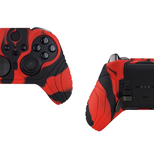 playvital Samurai Edition Anti Slip Silicone Case Cover for Xbox Elite Wireless Controller Series 2, Ergonomic Soft Rubber Skin Protector for Xbox Elite Series 2 with Thumb Grip Caps - Red & Black - color: Red & Black