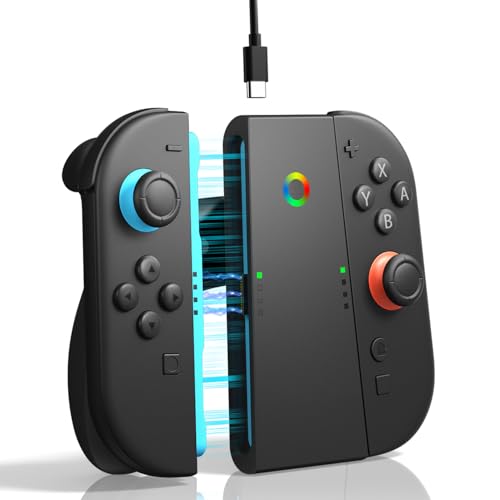 ALAFLY Charging Grip Stand for Nintendo Switch 2 Joy-Con [Play While Charging] Portable Joy Con Controller Grip Charger with Indicators for Switch2, Black - color: Black
