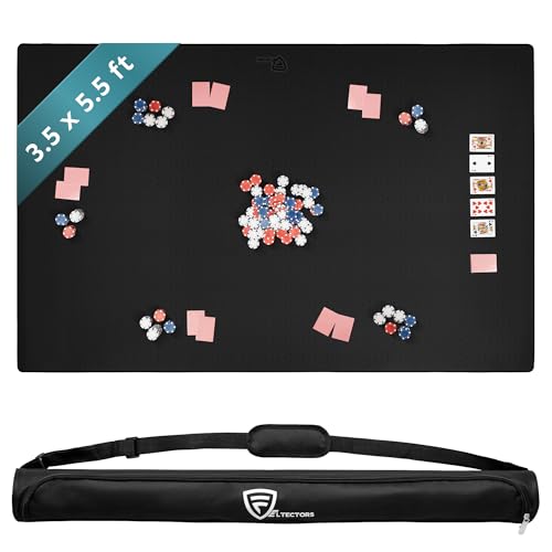 5mm Board Game Mat 42 x 66 Inches, Table Cover for Mahjong, Poker, Playing Cards, Tile Games, Dominoes, and RPG - Neoprene Gaming Playmat, Water Resistant Tabletop with Carrying Bag - Black - color: Black, size: 42 x 66 Inches