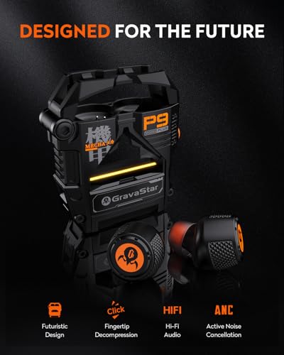 GravaStar Sirius Plus True Wireless Earbuds, Bluetooth 5.3 Active Noise Cancellation ANC Headphones, 28H Playtime, ENC Clear Call, Customization App, IPX4 for Sports/Work -Black - color: Black