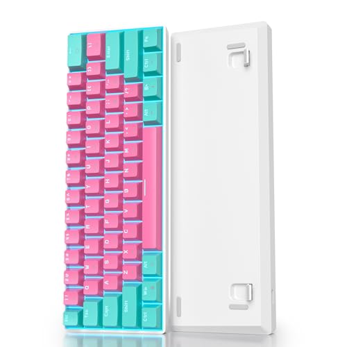 60 Percent Gaming Keyboard Mechanical with Linear Red Switch, 60% Wired Ultra-Compact Mini Keyboard LED with PBT Keycaps for Ps4/Ps5/Xbox（61 Miami） - color: 61 Miami/Red Swicth
