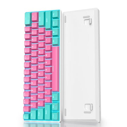 60 Percent Gaming Keyboard Mechanical with Linear Red Switch, 60% Wired Ultra-Compact Mini Keyboard LED with PBT Keycaps for Ps4/Ps5/Xbox（61 Miami） - color: 61 Miami/Red Swicth