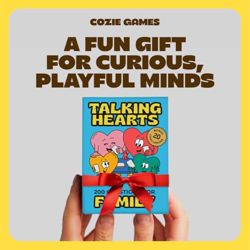Talking Hearts Conversation Cards for Family, 200 Fun Questions and 20 Challenges for Dinnertime, Road Trips, and Game Night