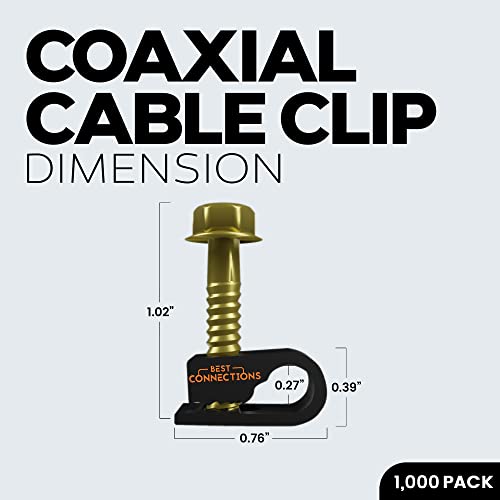 Coaxial Cable Clips with Pre-Inserted Screw (1,000 Pack) – Black Single Cable Mounting Clamps for Coax Cable (RG6, RG59) and Ethernet Cable – Cord Fastener/Strain Relief Clip - style: 1,000 PACK