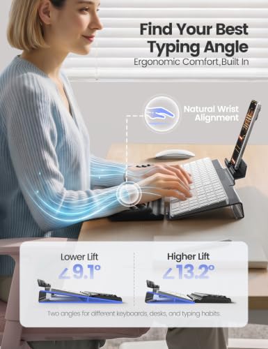 Vaydeer Wrist Rest with Keyboard Stand and Phone Holder, Keyboard Riser with Wrist Support, Ergonomic Computer Phone Stand Typing Cushion for Desk, Tilted Lifter Tray Set Office Home Gaming Acrylic - style: Keyboard Phone Stand & Wrist Rest
