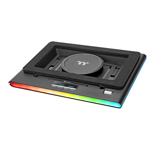 Thermaltake Massive EXTREME Notebook Cooler; Laptop up to 18in; 800~3500 RPM; 48.5 CFM; 120mm Cross Flow Fan; Ambient Temp Sensor; PWM Scroll Wheel; 2 Stage Height & Angle Adjustment; CL-N023-PL12SW-B