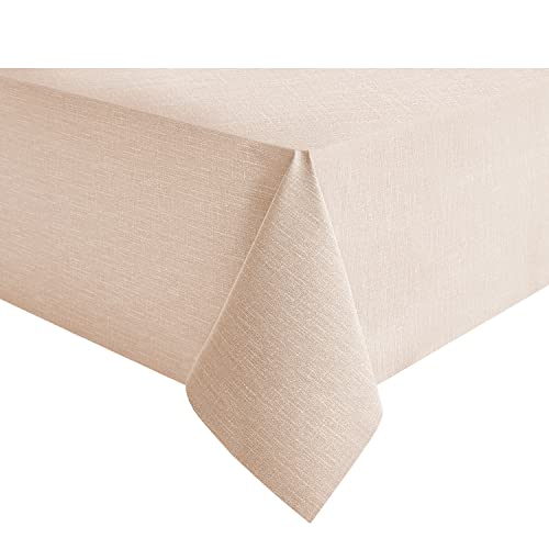 NLMUVW Square Vinyl Tablecloth 100% Waterproof Oil Proof PVC Table Cloth Wipe Clean Table Cover for Kitchen Dining Picnic, Champagne, 48 x 48 Inch - color: Champagne, size: 48" x 48" (Square)