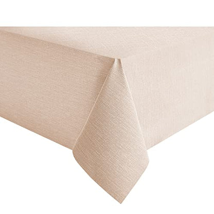 NLMUVW Square Vinyl Tablecloth 100% Waterproof Oil Proof PVC Table Cloth Wipe Clean Table Cover for Kitchen Dining Picnic, Champagne, 48 x 48 Inch - color: Champagne, size: 48" x 48" (Square)