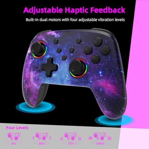 NexiGo Wireless Controller (No Deadzone) for Switch 2 and Switch, Bluetooth Controllers for Nintendo Switch with Vibration, Motion, Turbo and LED Light (Cosmic Nebula) - color: Cosmic Nebula, style: Regular