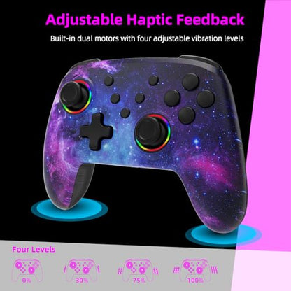 NexiGo Wireless Controller (No Deadzone) for Switch 2 and Switch, Bluetooth Controllers for Nintendo Switch with Vibration, Motion, Turbo and LED Light (Cosmic Nebula) - color: Cosmic Nebula, style: Regular