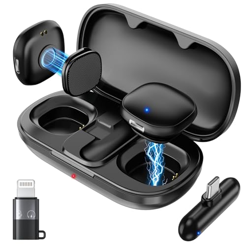 Magnetic Wireless Lavalier Microphone for iPhone 16 15 14 Pro Max Android Camera, 3-Level AI Noise Canceling & 48kHz Hi-Fi, 2-Person Wireless Mic for TikTok YouTube Vlog Recording, 40H - color: Gray