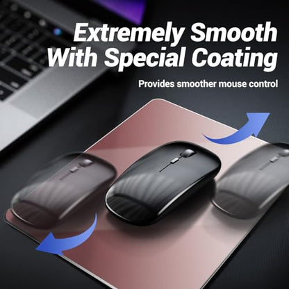 HONKID Metal Aluminum Mouse Pad Pink, Office and Gaming Thin Hard Mouse Mat Double Sided Waterproof Fast and Accurate Control Mousepad for Laptop, Computer and PC,9.06"x7.08",Rose Gold | Office and Gaming Thin Hard Mouse Mat Double Sided Waterproof Fast A