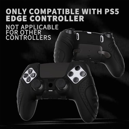 PlayVital Guardian Edition Anti-Slip Ergonomic Silicone Cover Case for ps5 Edge Controller, Soft Rubber Protector Skin for ps5 Edge Wireless Controller with Thumb Grip Caps - Black - color: Black