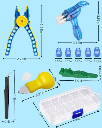 15PCS Remover Building Blocks Tool Kit - 3 PCS Brick Separator, Blocks Tool Suit, Multi-Functional Hammer, Red Gift Ribbon, Pliers, Tweezers, Finger Protectors with Iron-Box (Blue) - color: Blue
