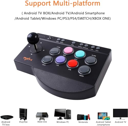 PXN Arcade Fight Stick Joystick for PC Switch Nintendo,Xbox Series X|S, PC,PS4,PS3,Xbox One,Android TV Box,Windows,with USB Port,Turbo & Macro Functions Arcade Controllers