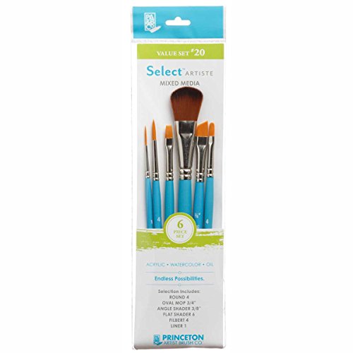 Princeton Select Artiste, Series 3750, Paint Brush for Acrylic, Watercolor and Oil, Set of 6 - style: SET 20- 6 BRUSH SET
