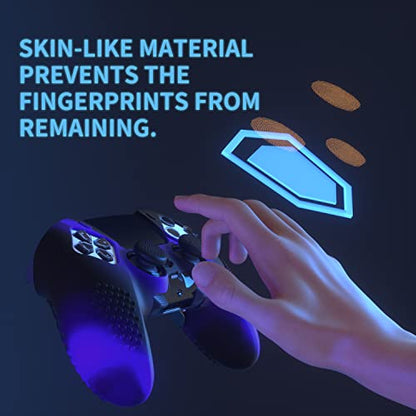 PlayVital 3D Studded Edition Anti-Slip Silicone Cover Case for ps5 Edge Controller, Soft Rubber Protector Skin for ps5 Edge Wireless Controller with 6 Thumb Grip Caps - Blue & Black - color: Blue & Black