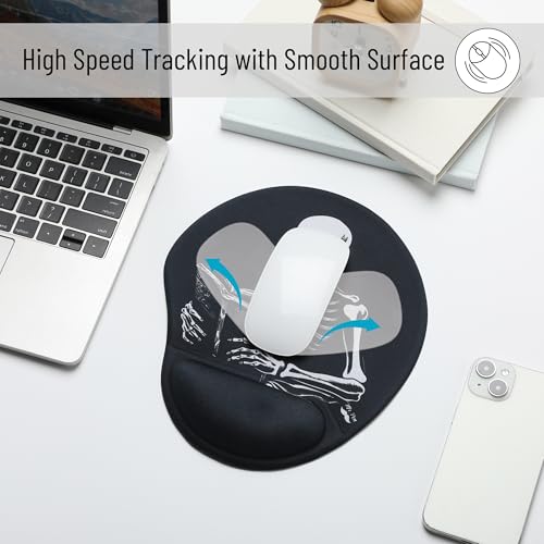 Mr. Pen- Ergonomic Mouse Pad with Wrist Rest, Grim Reader Design | Breathable Fabric with Memory Foam Cushion, Non-Slip Rubber Base, Gel Mouse Pad with Wrist Support - color: Grim Reader