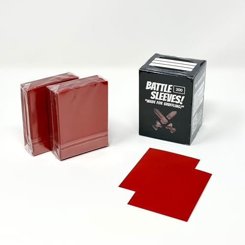 Battle Sleeves! Semi Matte for Standard Sized Trading Cards | Super Easy to Shuffle! | 200 Count | Red - color: Red