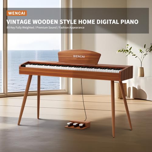 WENCAI Digital Piano 88-Key Fully Weighted Keyboard | Hammer Action Electric Piano, Full-Size Wooden Pianos for Beginner Professional Adults with Sheet Music Stand, Triple Pedal