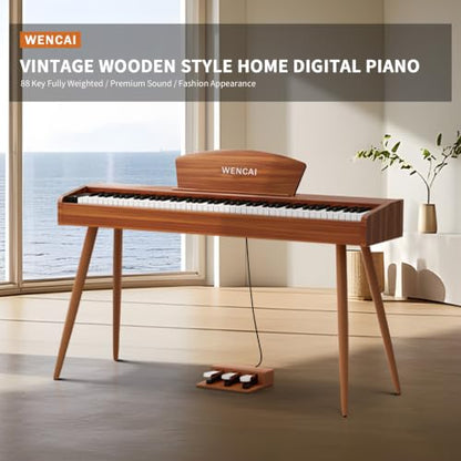 WENCAI Digital Piano 88-Key Fully Weighted Keyboard | Hammer Action Electric Piano, Full-Size Wooden Pianos for Beginner Professional Adults with Sheet Music Stand, Triple Pedal