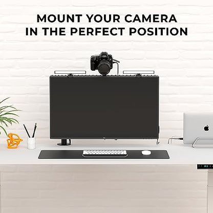 HumanCentric DSLR Monitor Mount Extra Large, Desk Camera, Webcam & Mic | Microphone Shelf for Monitor VESA Arm, Replace Clamp Tripods, 100x100mm Patterns, Aluminum, Hardware Included - size: X-Large Shelf