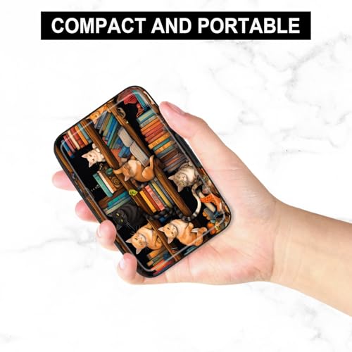 Card Holder Credit Cards Holder for Women RFID wallet women Business Card Holder Wallet Mini Aluminum Card Wallet RFID Blocking Slim Metal Hard Card for Women, Cat Illustration - color: Cat Illustration
