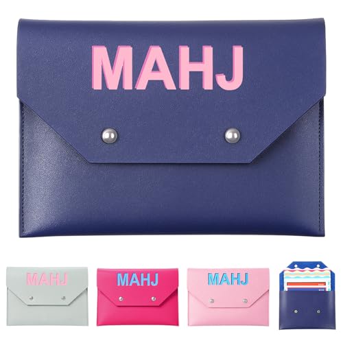 Leather Mahjong Card Clutch Holder Pouch for Cards Mahjong Accessories Protective Cover Case with Secure Closure Gift for Lover Playing Game Night(7x5 Inch,Navy Blue) - color: Navy Blue, size: 7x5 Inch, style: Solid Color