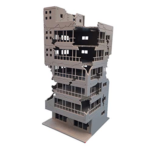 Generic N Scale 1/144 DIY Ruined Damaged Building After War Assembling Model Outland Realism Scene for DIY Sand Table, Medium