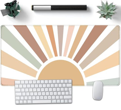 Boho Desk Mat, Sunshine Large Mouse Pad, XXL Mousepad Long Laptop Keyboard Mat, 31.5 X15.7, Stitched Edges - color: B2- Boho Sunshine