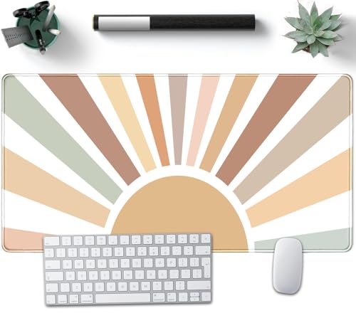 Boho Desk Mat, Sunshine Large Mouse Pad, XXL Mousepad Long Laptop Keyboard Mat, 31.5 X15.7, Stitched Edges - color: B2- Boho Sunshine