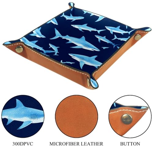 Dice Trays Sharks Holder Storage Box for Dice Games Like RPG DND, Leather Dice Holder Portable Folding Rolling Dice Tray, 16x16cm - color: Multi 3