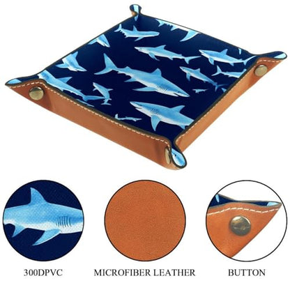 Dice Trays Sharks Holder Storage Box for Dice Games Like RPG DND, Leather Dice Holder Portable Folding Rolling Dice Tray, 16x16cm - color: Multi 3