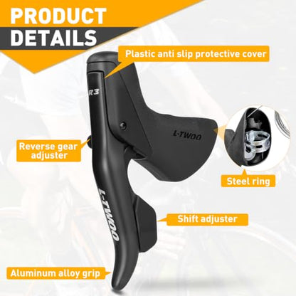 L-TWOO Road Bike Shift Lever 2x7/ 2x8/ 2x9/ 2x10 Speeds Road Bicycle Shifters with Brake Levers Compatible with Shimano - color: 2X8 Speeds