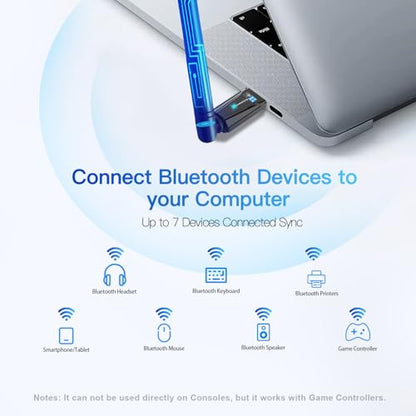 2-in-1 Wi-Fi 6 Bluetooth 5.4 USB Adapter for PC Laptop, 5dBi High Gain AX900 2.4G/5GHz Wireless WiFi Network Dongle Auto-Driver for Windows 11 10 Desktop, Plug n Pair Headset, Keyboard, Mice - size: Small Long Range Sized