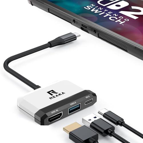 RREAKA Switch 2 Dock for Nintendo Switch 1/2 & Steam Deck, 4K@60Hz HDMI TV Adapter, Portable Travel Docking Station with USB 3.0 & 100W PD Fast Charging