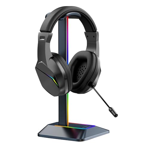Noise Cancelling Headset Gaming Headset with Microphone USB Wired Headphones with 7.1 Surround Sound RGB Lighting for PC Computer Gaming and Online Classes - color: Black