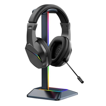 Noise Cancelling Headset Gaming Headset with Microphone USB Wired Headphones with 7.1 Surround Sound RGB Lighting for PC Computer Gaming and Online Classes - color: Black