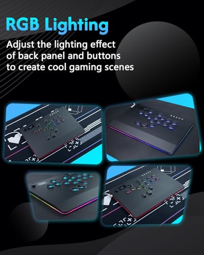 GuileKeys Leverless Controller Arcade Stick GF-16, Aluminium Alloy All-Button Arcade Controller for PS4/PS3/PC/Switch, Arcade Fight Stick with RGB/Turbo/Hot-Swap, Black