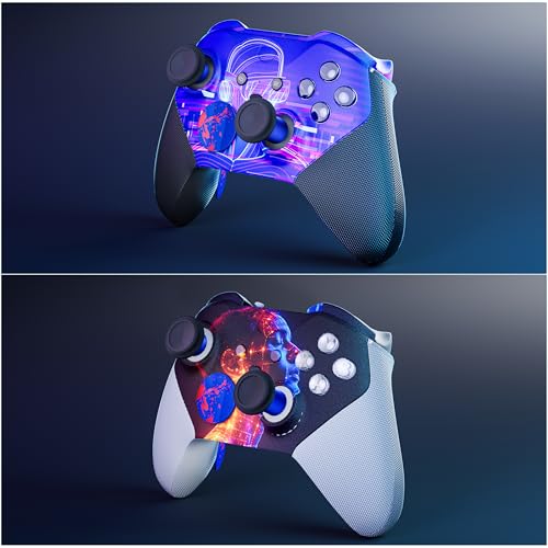 14-in-1 Controller Accessories Kit Compatible with Xbox Elite Series 2, 6 Premium Metal Thumbsticks, Swap Joysticks, 4 Interchangeable Paddles, 2 D-Pads, 1 Tool & 1 Storage Bag (Blue+Red) - color: Blue+Red