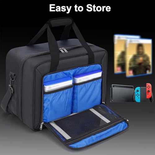 GDNasist Carrying Case Compatible with PS5/PS5 Pro/PS5 Slim, All Black | Travel Thickened Protective Bag Compatible with Playstation 5 Console, Headset, PS5 Controller, Game Discs and Accessories - color: All-black