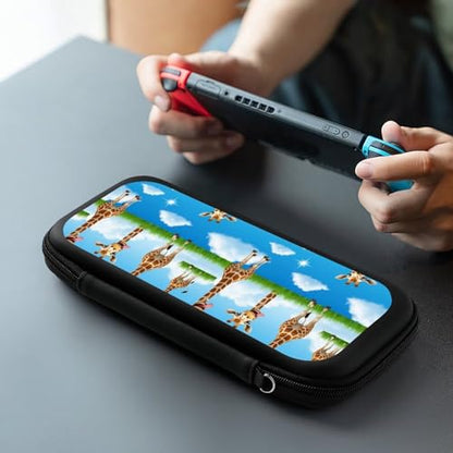 PPIKTC Portable Travel Carrying Bag for Switch, Giraffe Selfie Hard Shell Protective Case, Shockproof Game Organizer with 15 Game Cartridges - color: Design (210)