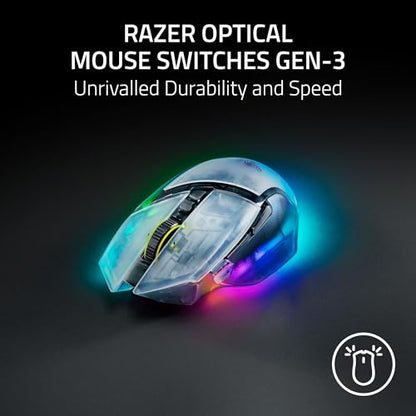 Razer Basilisk V3 Pro 35K Wireless Gaming Mouse, Phantom White | HyperScroll Tilt Wheel, 35K DPI Optical Sensor Gen 2, 13 Customizable Controls, RGB, Optical Switches Gen 3, 140 Hr Battery - color: Phantom White