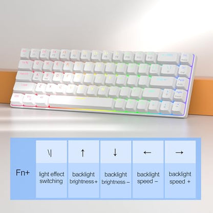 MageGee 60% Rapid Trigger Gaming Keyboard, Hall Effect Magnetic Switch, Actuation Point Adjustable, Hot Swappable RGB Backlit Wired Keyboard with Arrow Keys for Win/PC/MAC, White - color: White