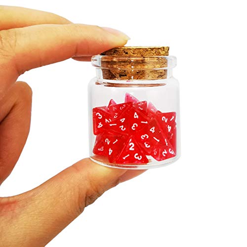 Bescon Mini Gem Red D4 Dice Set, 30-Piece 4-Sided Polyhedral Dice in Glass Jar for RPG, Tabletop Games, Math Games and Party Favors - color: Mini Gem Red D4 Dice 30pcs Healing Potion Bottle