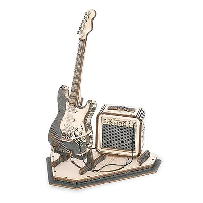 Rowood 3D Puzzles for Adults, DIY Wooden Model Kit for Adults to Build, STEM Electric Guitar Desk Toy Project, Birthday Gifts for Music Lovers