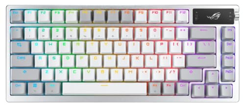 ASUS ROG Azoth Wireless Mechanical Gaming Keyboard – 75% TKL, Tri-Mode Connectivity, Hot Swappable Pre-lubed ROG NX Storm Clicky Switches, PBT Keycaps, RGB, OLED Display, PC/Mac Support - White - color: White, size: Storm Clicky, style: Azoth