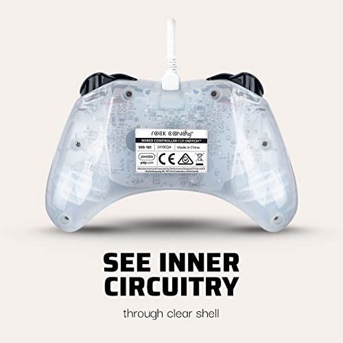 PDP Rock Candy Enhanced Wired Nintendo Switch Pro Controller, Switch Lite/OLED Compatible, Compact Durable Ergonomic Non-Slip Joystick (Frost White) - color: Frost White