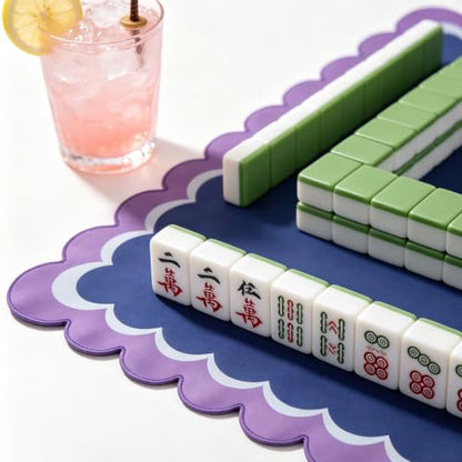 Mahjong Mat for Table 31.25"x31.25" - Anti-Slip American Mahjong Mat with Carrying Bag, Dice & Wind Indicator, Noise-Reducing Table Cover for Mahjong Poker Board Games, Blue - color: Blue